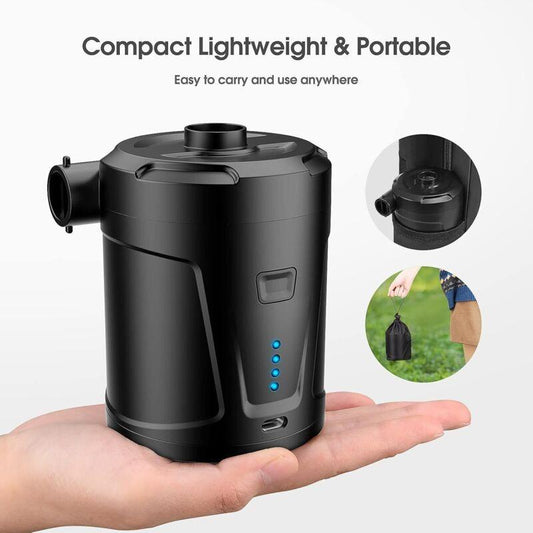 Electric Air Pump, 5000Mah Rechargeable Battery, Inflatable Mattress Inflator With 3 Air Nozzles, Fast Inflator For.