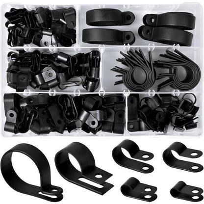 200 pcs Nylon Plastic R Clips Tube Clamps, 6 Sizes 3/16'' 1/4'' 3/8'' 1/2'' 3/4'' 11/8'' Fasteners For Conduit, Cable,.