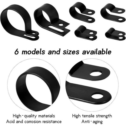 200 pcs Nylon Plastic R Clips Tube Clamps, 6 Sizes 3/16'' 1/4'' 3/8'' 1/2'' 3/4'' 11/8'' Fasteners For Conduit, Cable,.