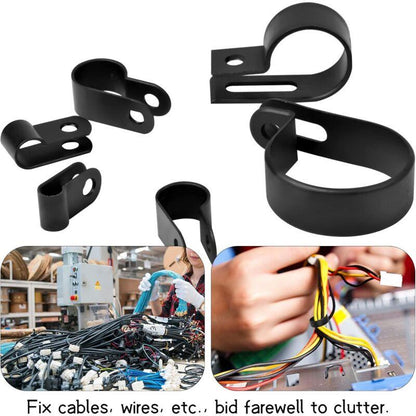 200 pcs Nylon Plastic R Clips Tube Clamps, 6 Sizes 3/16'' 1/4'' 3/8'' 1/2'' 3/4'' 11/8'' Fasteners For Conduit, Cable,.