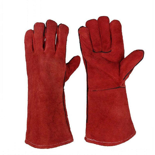 Heavy Duty Large Heat Resistant Leather Lined Welding Gloves For Wood Stove Log Burner Bbq, Gardening Gloves For Men.