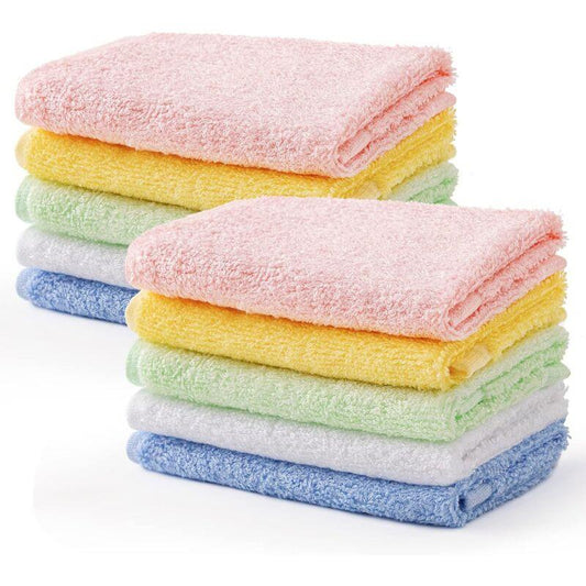 10 Pieces Baby Towels Hand Towels Bamboo Fiber Facial Wipes 25 Cm Kids Towels Multicolor Bath Towels Kitchen Towels.