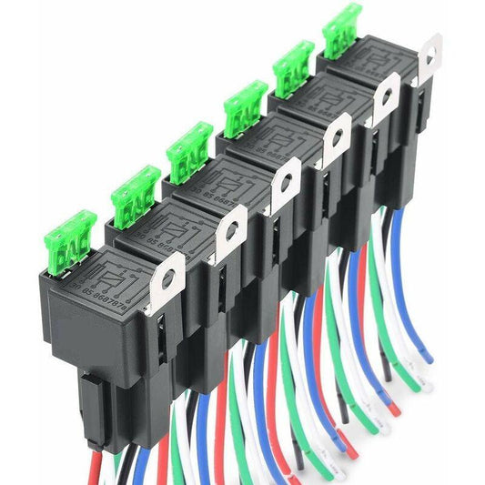 6 pcs 12V 30A Fuse Relay Switch Harness Ato/Atc Blade Fuse, 5 Pin Spst Automotive Electrical Relays With Heavy Duty 14.