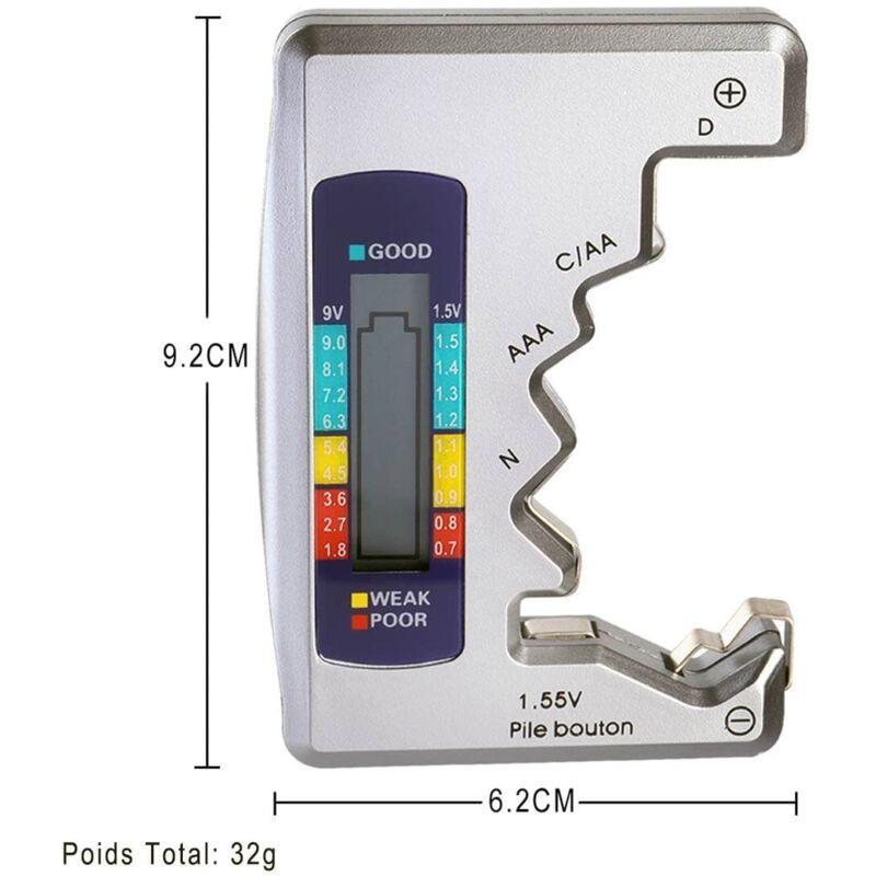 Universal Digital Battery Tester For Aaa Cdn 9V 1.5V Button Cell Mini Batteries.