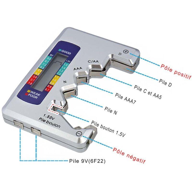 Universal Digital Battery Tester For Aaa Cdn 9V 1.5V Button Cell Mini Batteries.