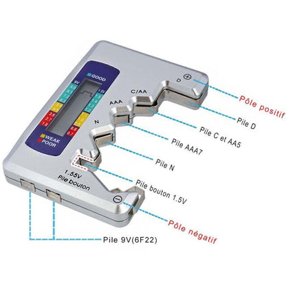 Universal Digital Battery Tester For Aaa Cdn 9V 1.5V Button Cell Mini Batteries.