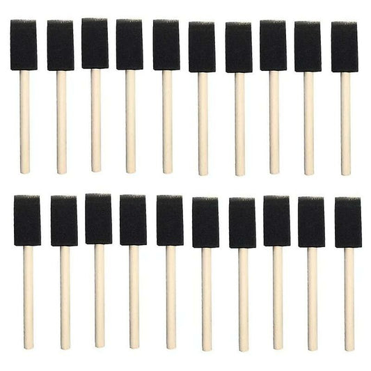 25 pcs Foam Sponges Paint Wooden Handle Flexible Poly Foam Brush Angled Brush For Acrylics Stains Varnishes Crafts Art