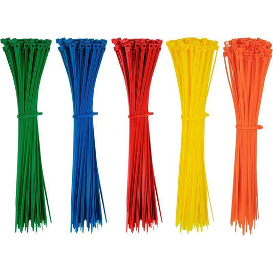 500 Pieces Colorful Plastic Cable Ties 200Mm X 2.8Mm Self-Locking Nylon Electrical Cable Ties For Gardening Cable.