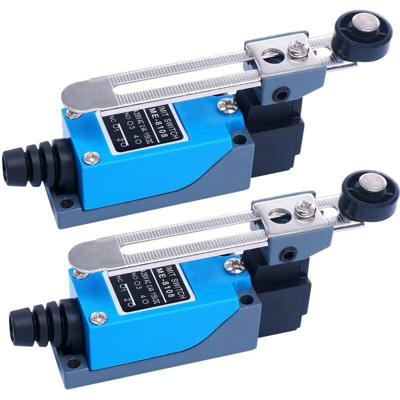2 pcs Me-8108 Momentary Limit Switch, Adjustable ROtary Lever Switch Nc-No For Machinery And Other Electronic Equipment.