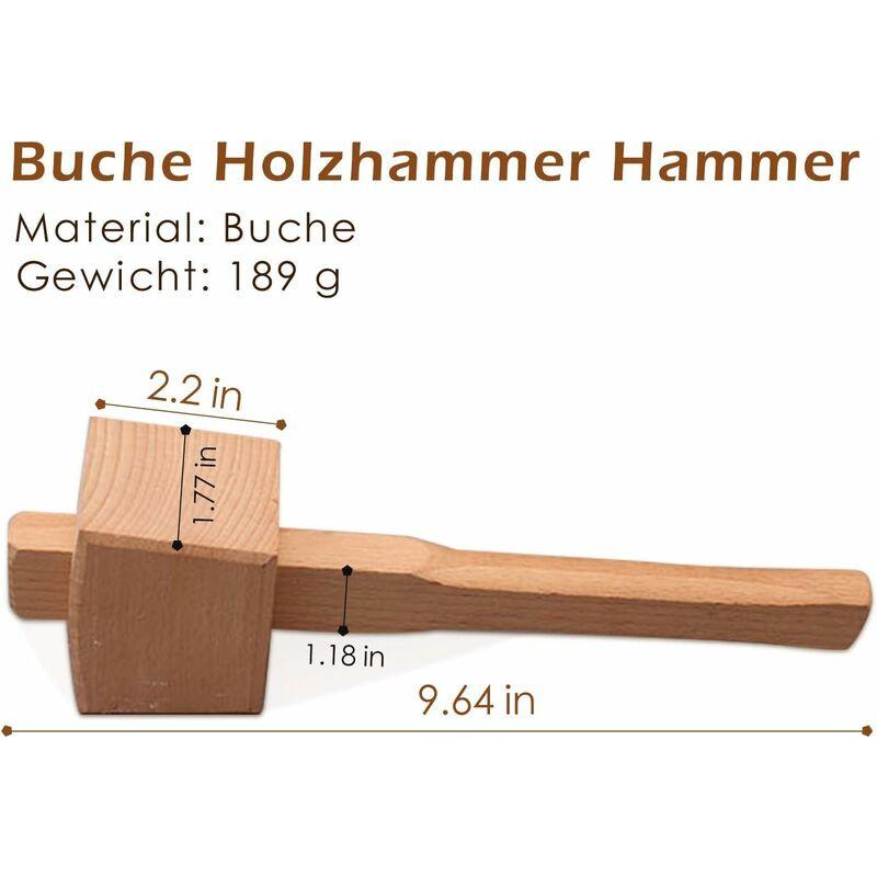 Beech Wood Mallet Hammer With Comfortable Grip Angled Striking Surface Woodworking Hammer For Carpentry Diy Woodworking.