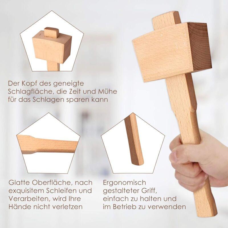 Beech Wood Mallet Hammer With Comfortable Grip Angled Striking Surface Woodworking Hammer For Carpentry Diy Woodworking.