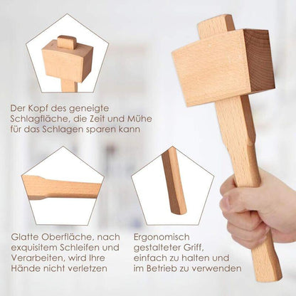 Beech Wood Mallet Hammer With Comfortable Grip Angled Striking Surface Woodworking Hammer For Carpentry Diy Woodworking.