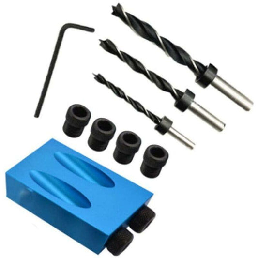 15 Degree Angle Drilling Kit For Wood With Guide Template Drill Bits And Holes 6/8/10Mm.