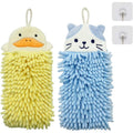 Cute Animal Hanging Hand Towel, Soft And Plush Microfiber Towel Quick Dry Absorbent Towels With Hanging Loop For