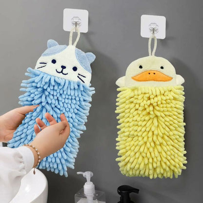 Cute Animal Hanging Hand Towel, Soft And Plush Microfiber Towel Quick Dry Absorbent Towels With Hanging Loop For