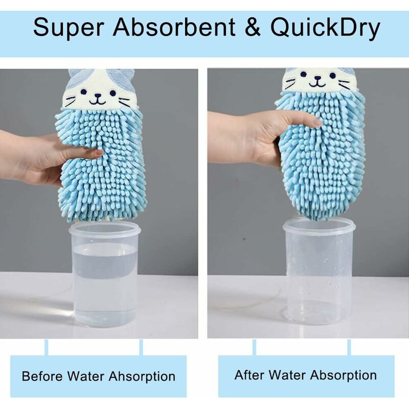 Cute Animal Hanging Hand Towel, Soft And Plush Microfiber Towel Quick Dry Absorbent Towels With Hanging Loop For