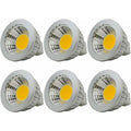 6 Units, Mr16/Gu5.3 Cob LED Bulb, 3W / 210Lm, Dc 12V, Warm White 2700K, Equivalent To 20W Halogen Bulb, Ø50X52, 90°