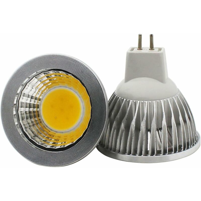 6 Units, Mr16/Gu5.3 Cob LED Bulb, 3W / 210Lm, Dc 12V, Warm White 2700K, Equivalent To 20W Halogen Bulb, Ø50X52, 90°