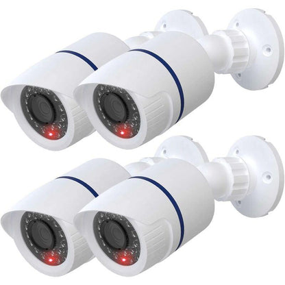 Dummy Dome Camera Simulated Fake Cctv Security Indoor Outdoor With LED Light, Security Alert Warning Sticker, 4 Pack,.