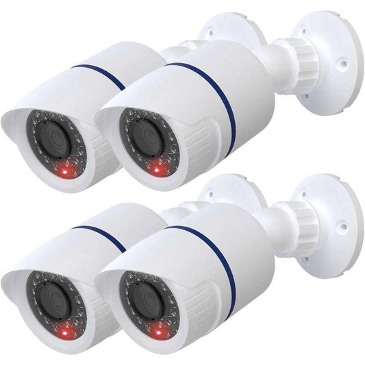 Dummy Dome Camera Simulated Fake Cctv Security Indoor Outdoor With LED Light, Security Alert Warning Sticker, 4 Pack,.