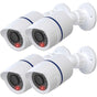 Dummy Dome Camera Simulated Fake Cctv Security Indoor Outdoor With LED Light, Security Alert Warning Sticker, 4 Pack,.