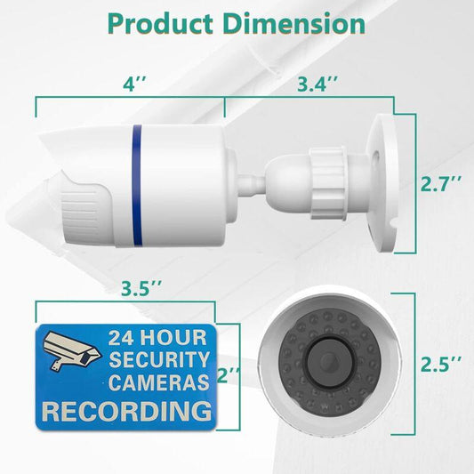 Dummy Dome Camera Simulated Fake Cctv Security Indoor Outdoor With LED Light, Security Alert Warning Sticker, 4 Pack,.