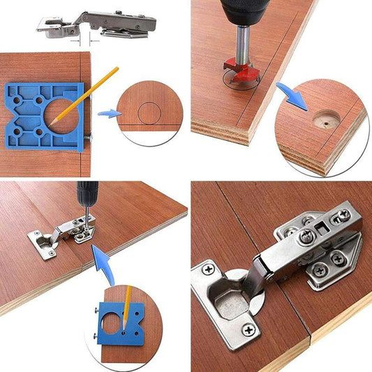 1 pcs Hinge Jig Drill Bit Sets, Hole Locator Bits, Drilling Jig For Hinges (35Mm Hinge Drilling Jig + Drill Bit Set).