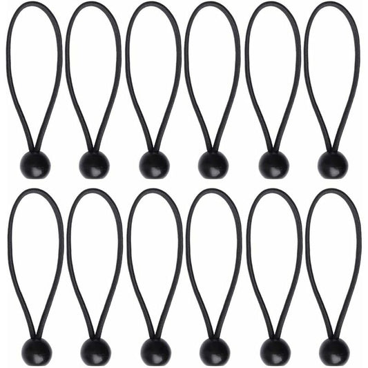 12 pcs Black Tarpaulin Bungees Balls Tarp Bungee Cord For Banner, Tarpaulins, Pavilions, Tents, Tent Bungee Hooks,.