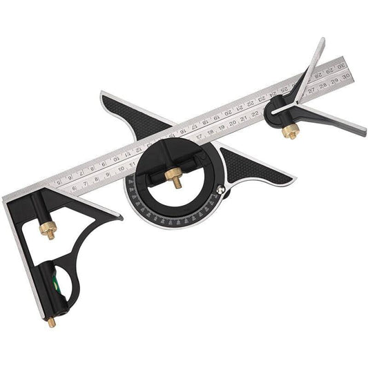Metal Combination Square Multi-Function Carpentry Ruler Combination Angle Ruler With Zero Level Protractor Straight.