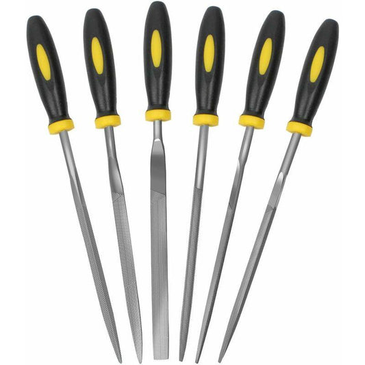 6 pcs File Set, 5.5 Inch Needle Files, 3Mm Diameter Carbon Steel File Kit With Handle, Suitable For Metal, Wood, Glass,.
