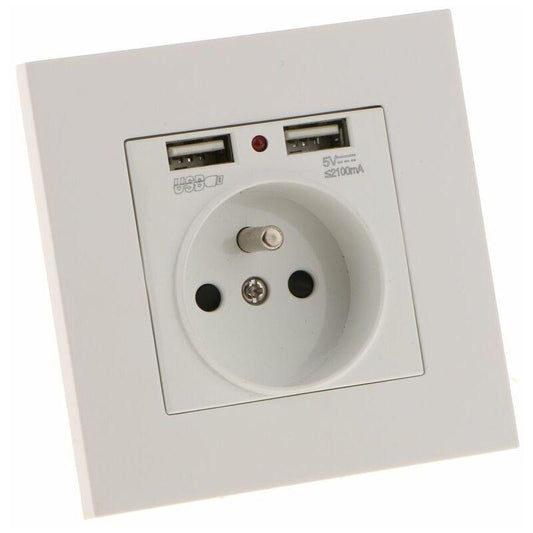 Sharplace Wall Socket, Wall Socket, Dual Usb 5V/2100Ma, 2 Port Usb Socket Convenient And Easy To Manage.