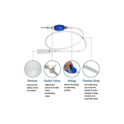 Aquarium Cleaning Kit - 5 In 1 Algae Scraper And Aquarium Gravel Cleaner - Hand Siphon Pump To Drain And Replace Your