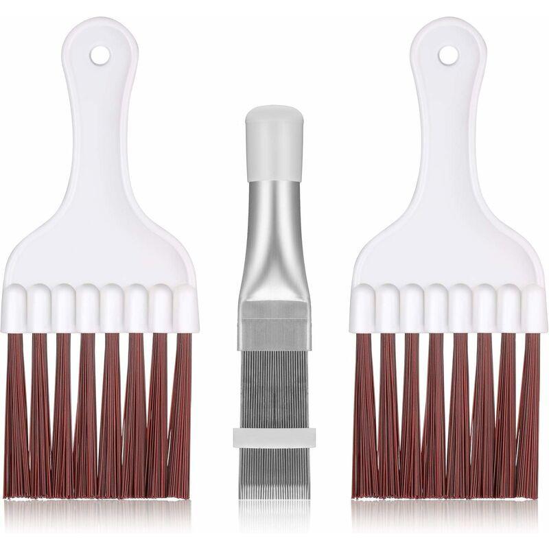 3 pcs Air Conditioner Condenser Cleaning Brush, Stainless Steel Air Conditioner Fin Cleaner, Refrigerator Coil Cleaning.