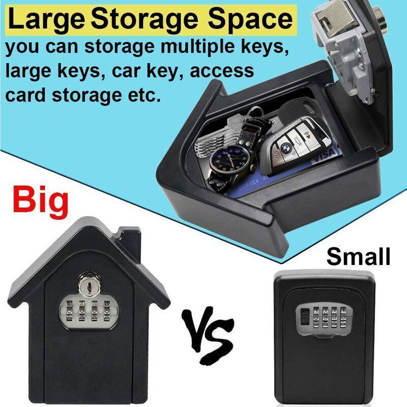 Wall Mounted Key Safe Box With Digital Code & Emergency Keys, Large Key Safe Box Xl Size Outdoor Key Safe For Home,.