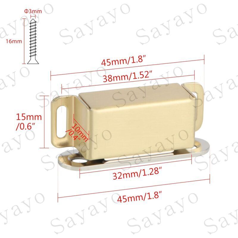 Magnetic Door Catches For Drawers Or Cabinets Door Closure, Stainless Steel Gold Finish, 4 pcs, Ecat001G-4P-Fr