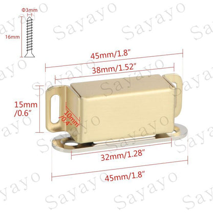 Magnetic Door Catches For Drawers Or Cabinets Door Closure, Stainless Steel Gold Finish, 4 pcs, Ecat001G-4P-Fr