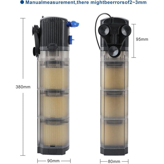 Aquarium Internal Filter Adjustable 3 In 1 Aquarium Pump For 100-300L Freshwater Or Saltwater Aquarium 1500L/H 25W