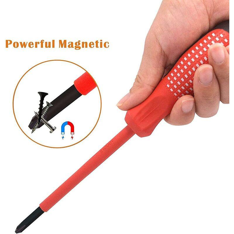7-Piece Insulated Screwdriver Set 1000V Premium Cr-V Steel With Black Oxide Magnetic Tips And Tpr Non-Slip Handle.