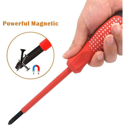 7-Piece Insulated Screwdriver Set 1000V Premium Cr-V Steel With Black Oxide Magnetic Tips And Tpr Non-Slip Handle.