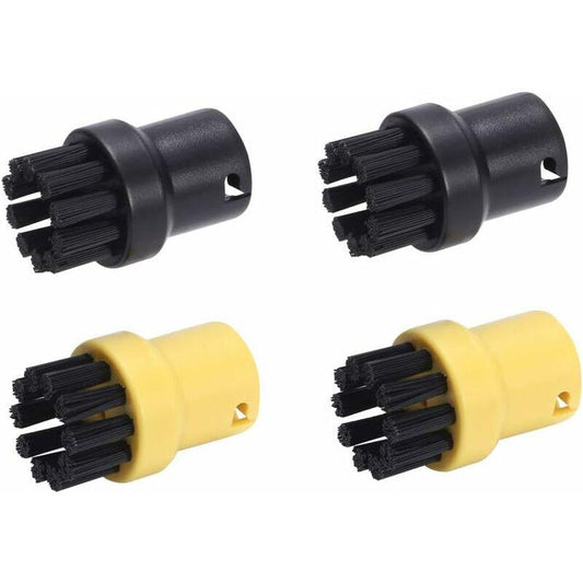 Brass Wire ROund Brush Set For Karcher Sc1 Sc2 Ctk10 Ctk20Sc3 Sc4 Sc5 Steam Cleaner (2 Black, 2 Yellow).