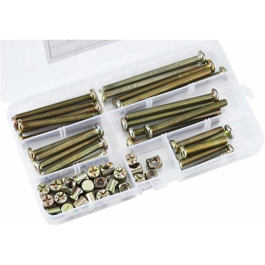 50 Pieces Hex Head Bolts, Bolts With Cylinder Nuts, Bolts With Cylinder Nuts Assortment Kit, For Furniture, Baby Cribs,.
