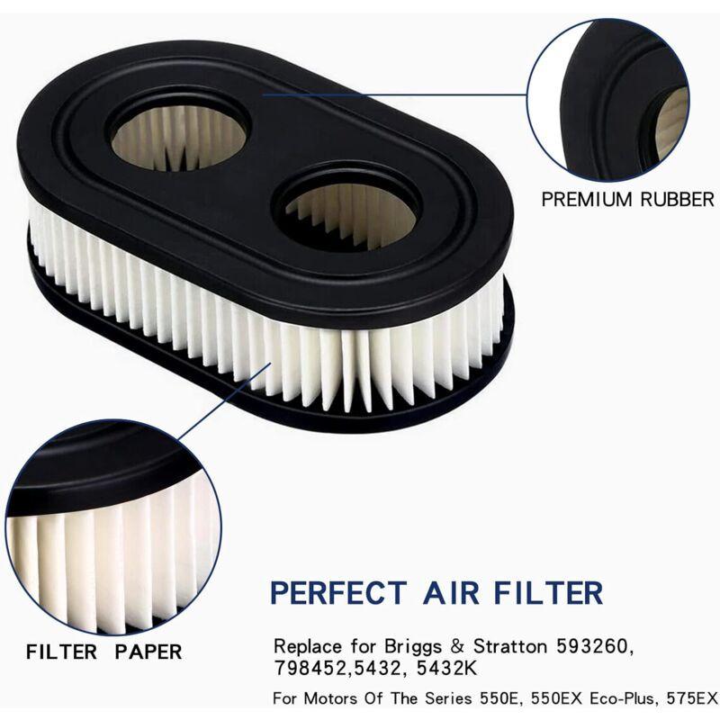 2 pcs Lawn Mower Air Filter, Air Filter For Briggs & Stratton 798452 And 5432 Engine Parts, Lawn Filter Suitable For.