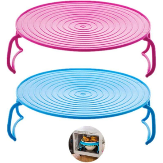 ROund Tray Steamer Rack Double Layer Steamer Rack Multifunctional Plastic Cooking Tray Holder Tray Rack Microwave Oven.