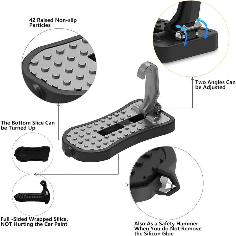 Car Door Pedal, Car Door Pedal Foot Nail U Car Door Latch Hook Pedal, With Auxiliary Pedal With Safety Hammer (16Cm,.