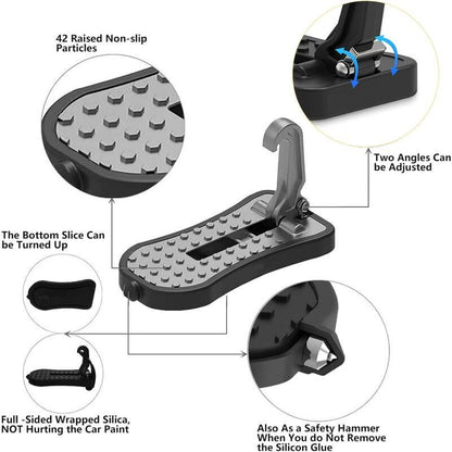 Car Door Pedal, Car Door Pedal Foot Nail U Car Door Latch Hook Pedal, With Auxiliary Pedal With Safety Hammer (16Cm,.