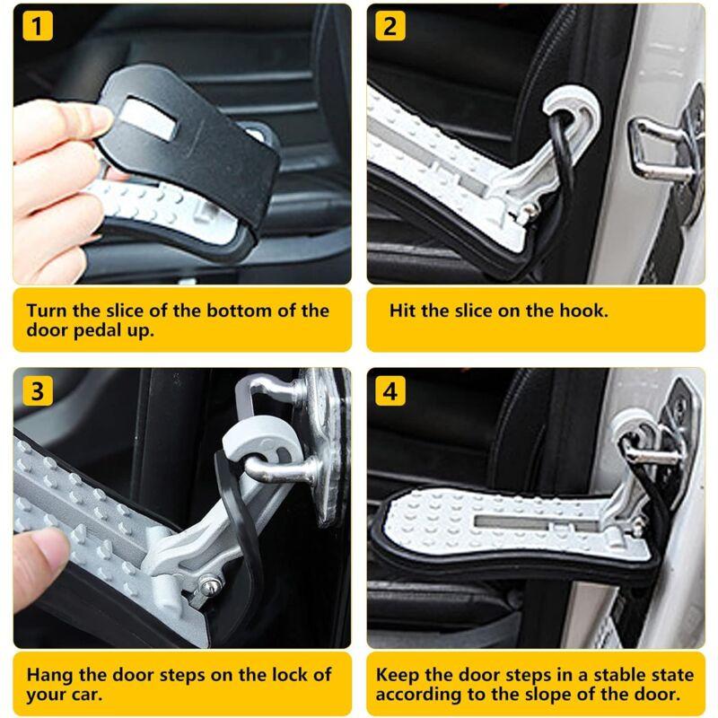 Car Door Pedal, Car Door Pedal Foot Nail U Car Door Latch Hook Pedal, With Auxiliary Pedal With Safety Hammer (16Cm,.