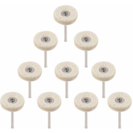 10 pcs Polishing Wheel 25Mm Wool Felt Buffing Wheels Drill Grinder Wheels Brushes ROtary Tool With Handle.