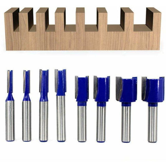 8 pcs 8Mm Shank Double Flute Straight ROuter Bit Set For Woodworking Tools 5Mm, 6Mm, 8Mm, 10Mm, 12Mm, 14Mm, 18Mm, 20Mm.