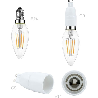 4X Lamp Socket Adapter G9 To E14 In White - 4 pcs Set Reformatting Converters For Lamp Sockets For Incandescent, LED,