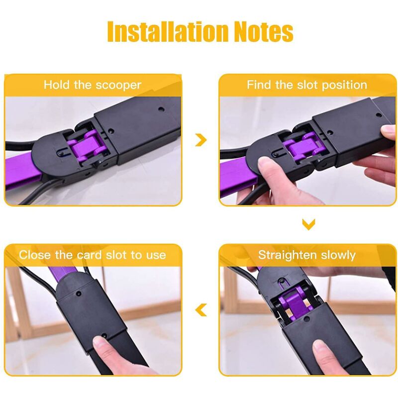 Foldable Dog And Cat Poop Scooper Pet Long Handle Pooper Scooper, Easy To Pick Up Waste, Black & Purple (Purple)